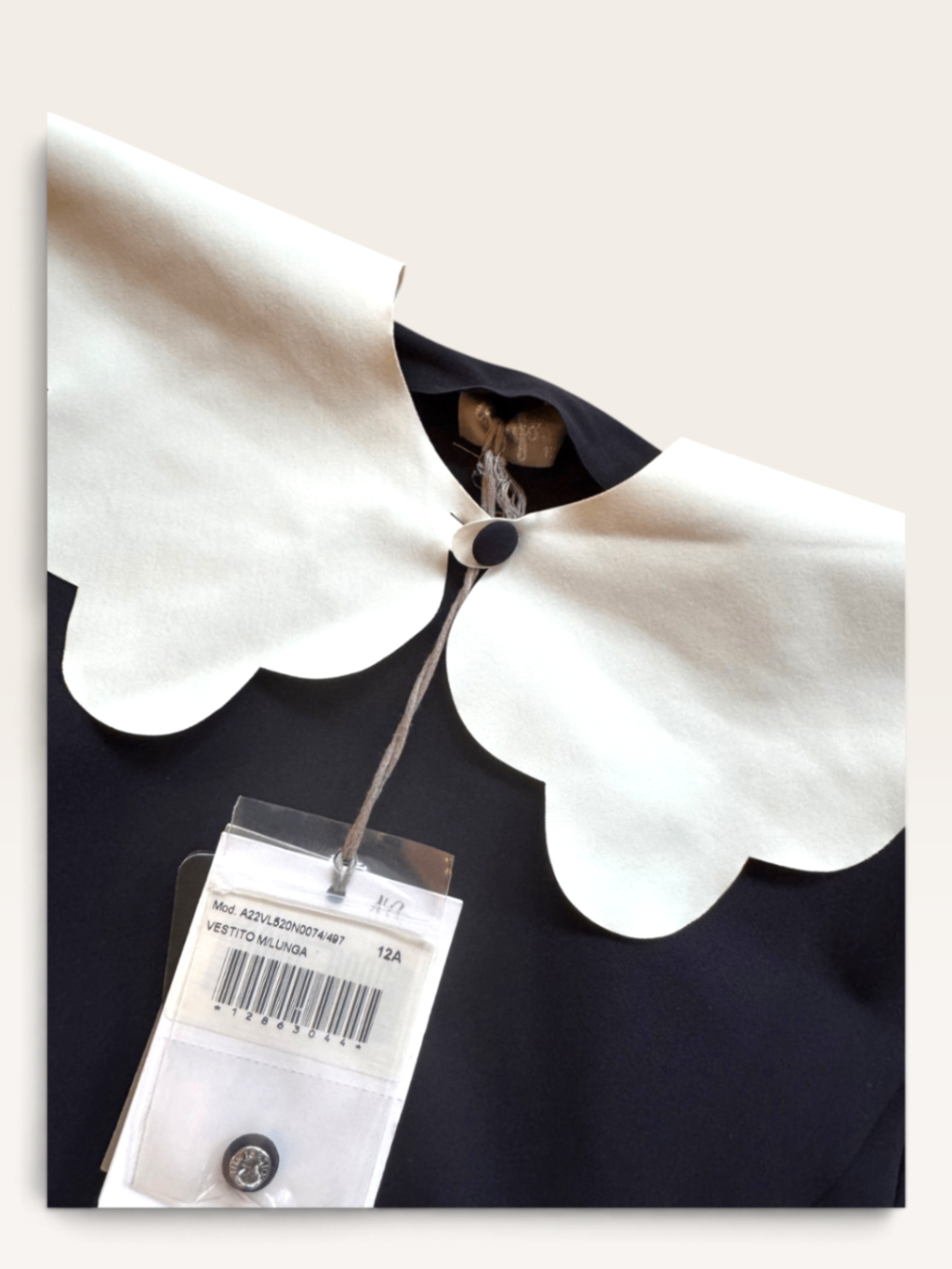 Dunkelblaues Kleid mit Scallop-Kragen und Faltenrock | Il Gufo (Neu mit Etikett)