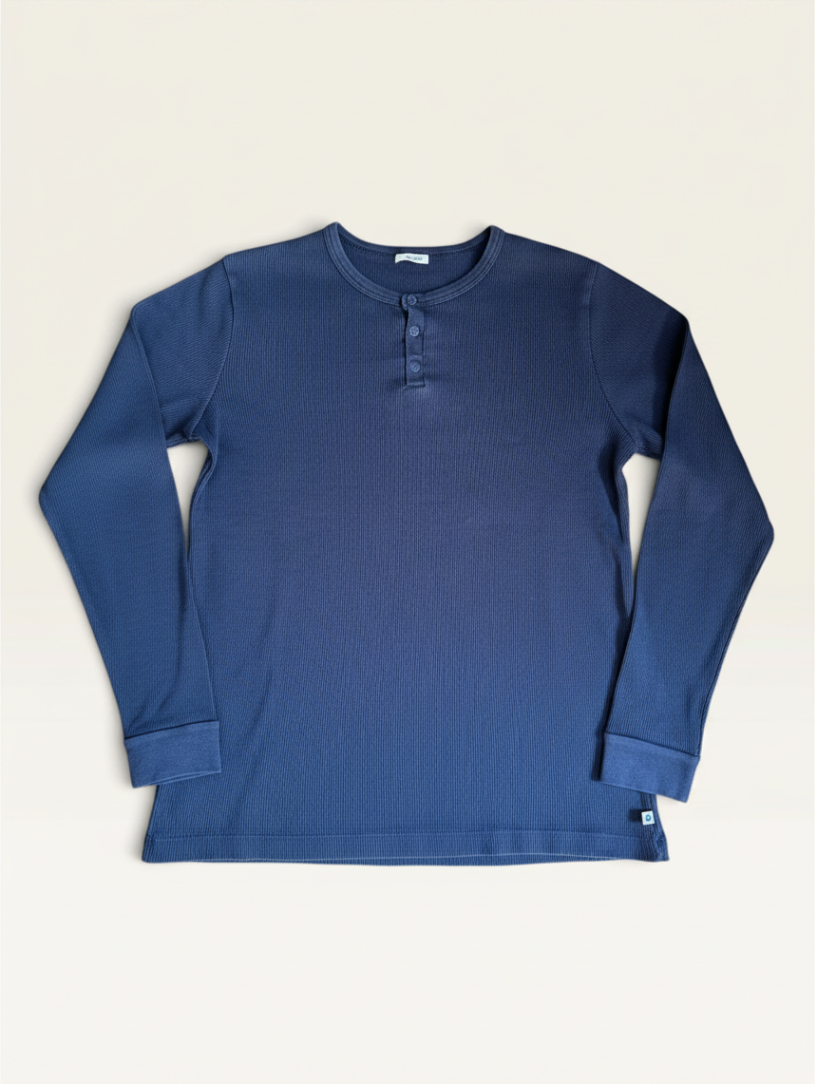 Rippstrick-Pyjama-Set, Marineblau (Henley-Stil) Dunkelblau Gr.152 (Label fehlt) | Petit Bateau