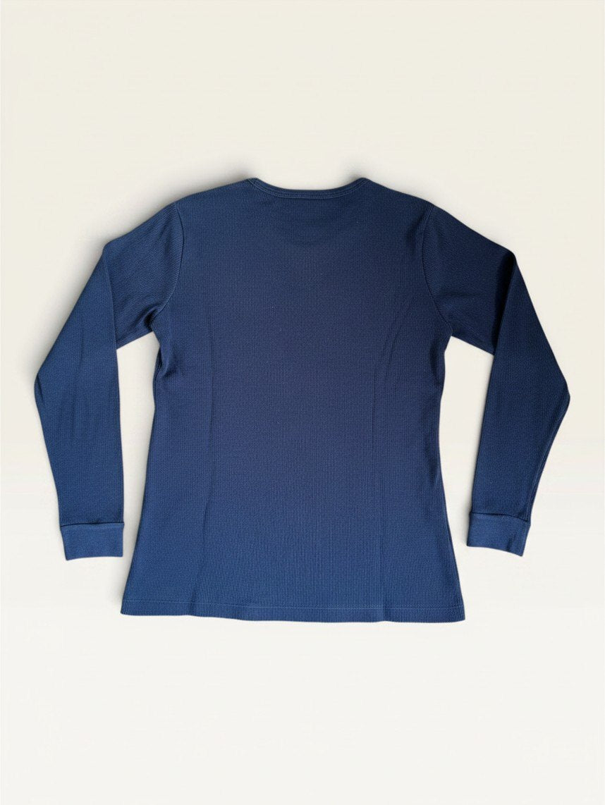 Rippstrick-Pyjama-Set, Marineblau (Henley-Stil) Dunkelblau Gr.152 (Label fehlt) | Petit Bateau