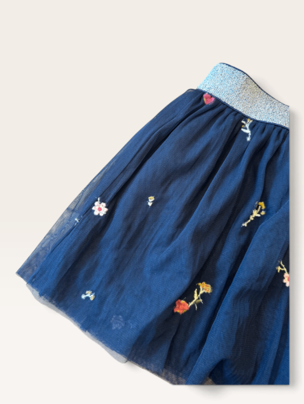 Kinder-Tüllrock, Dunkelblau mit Blumen-Stickereien Gr.104 | name it