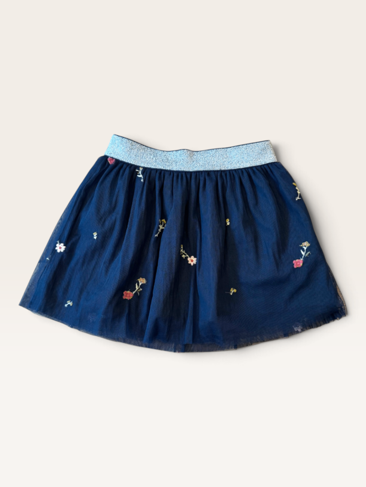 Kinder-Tüllrock, Dunkelblau mit Blumen-Stickereien Gr.104 | name it