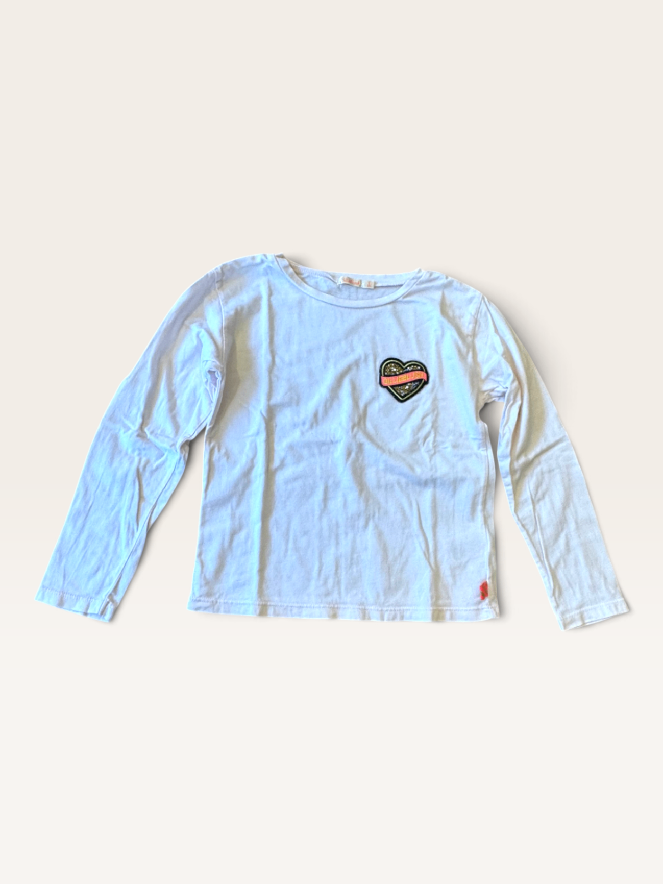 Kinder-Longsleeve mit Herz-Patch, Weiß Gr.110 | Billieblush