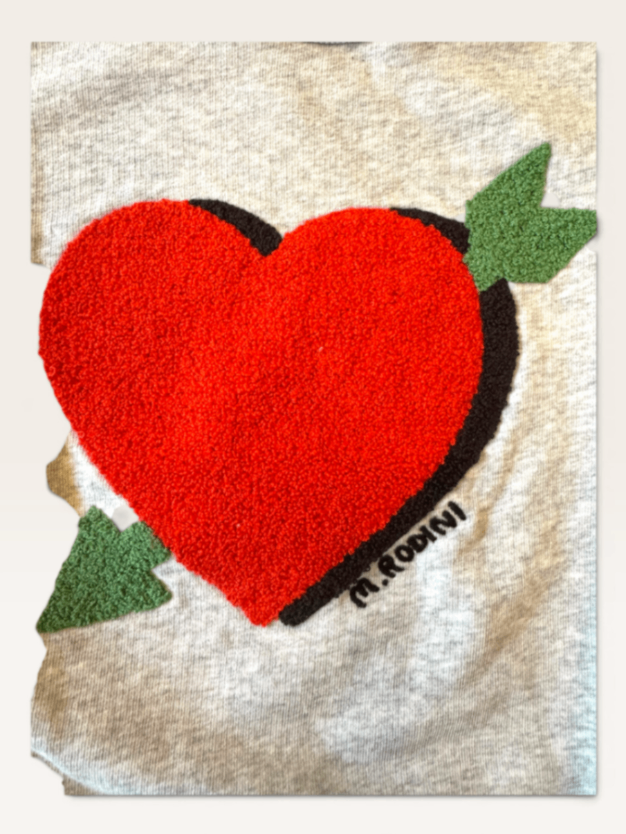 Kinder-Sweatshirt, Grau-Melange mit Herz-Applikation Grau Gr.128/134 | Mini Rodini
