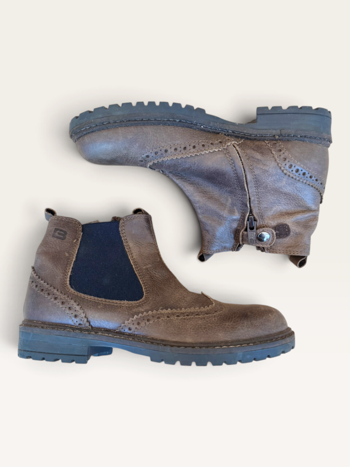 Leder-Stiefeletten im Brogue-Stil, Braun Gr.33 | Cole Bounce