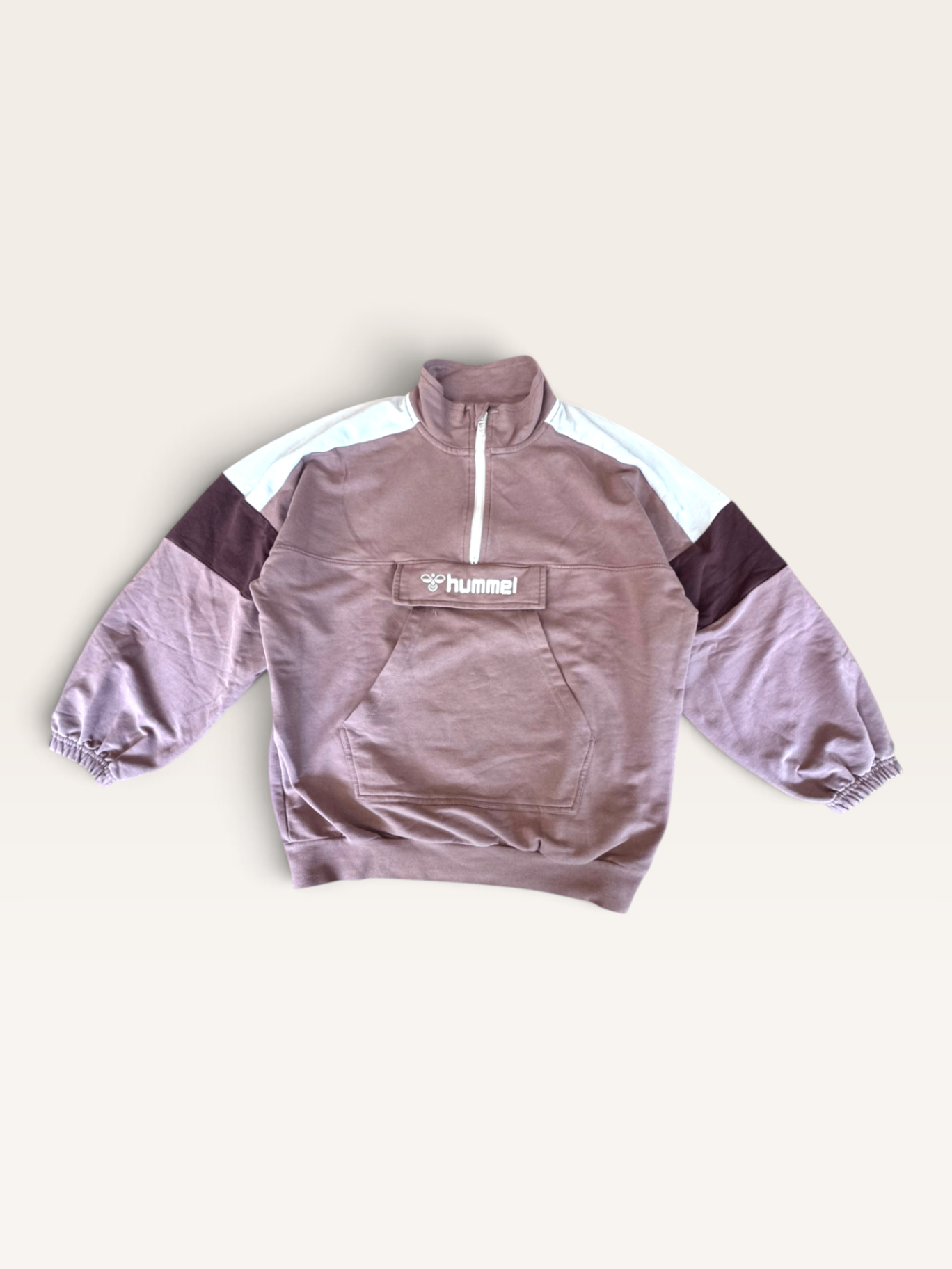 Kinder-Sweatshirt mit Half-Zip, Color-Block-Design Gr.134 | Hummel