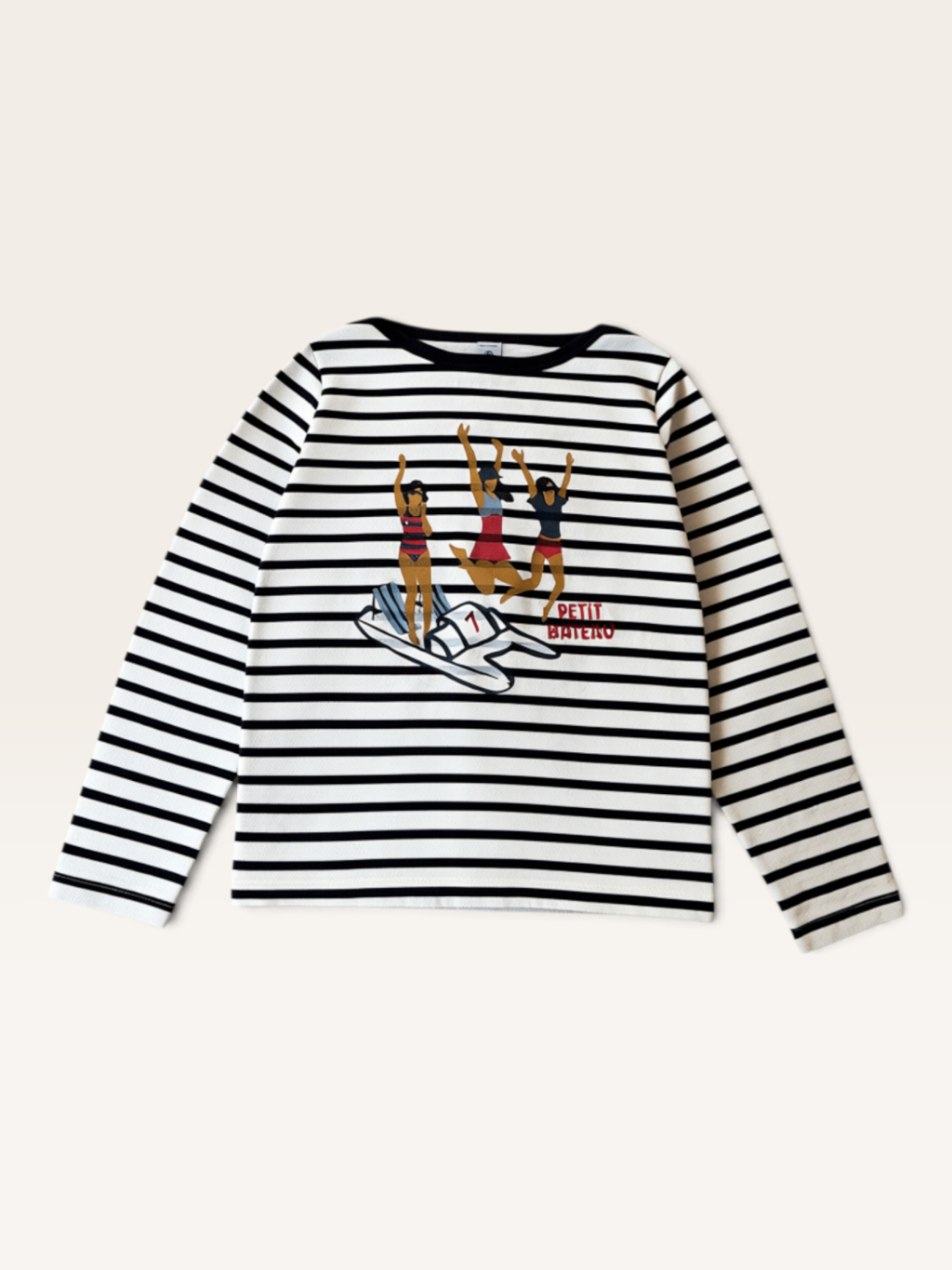 Langarm-Streifenshirt aus Bio-Baumwolle mit Print Gr.10 ans/140 cm | Petit Bateau