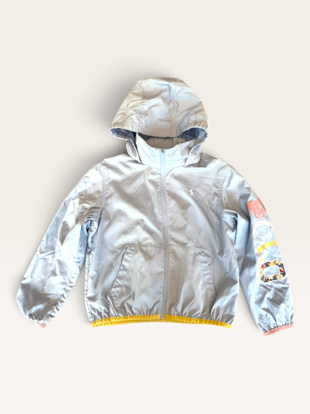 Windjacke mit Kapuze & Ärmel-Print (Hellblau) Gr.122 / 7 | Polo Ralph Lauren