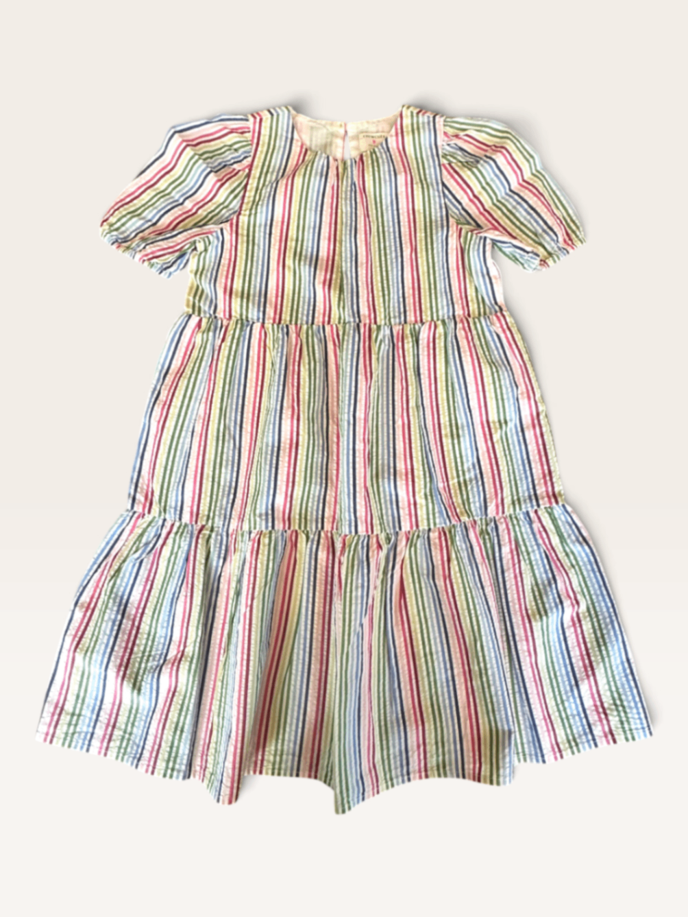 Buntes Sommerkleid mit Regenbogen-Streifen & Puffärmeln Gr.7 | crewcuts