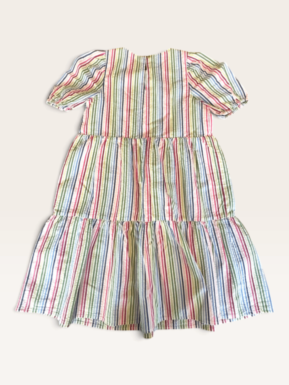 Buntes Sommerkleid mit Regenbogen-Streifen & Puffärmeln Gr.7 | crewcuts