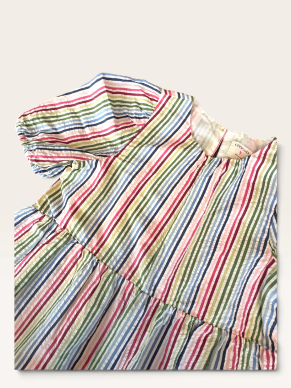 Buntes Sommerkleid mit Regenbogen-Streifen & Puffärmeln Gr.7 | crewcuts