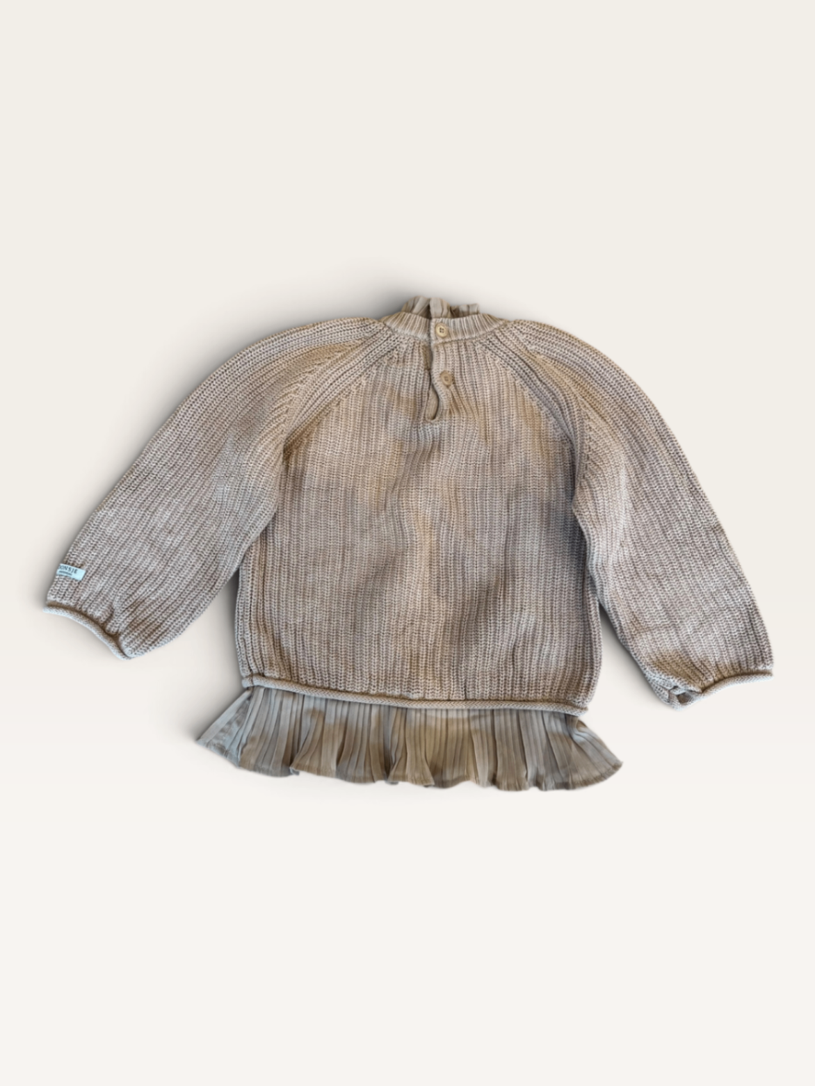 Strickpullover mit Plissee-Schößchen in Altrosa (Gr. 3–4 Jahre / 3-4Y) | Donsje Amsterdam