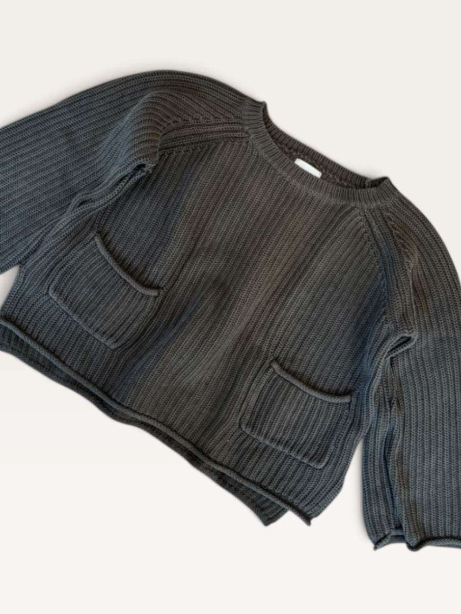 Grobstrick-Pullover mit Taschen in Anthrazit (Gr. 3–4 Jahre) | Donsje Amsterdam