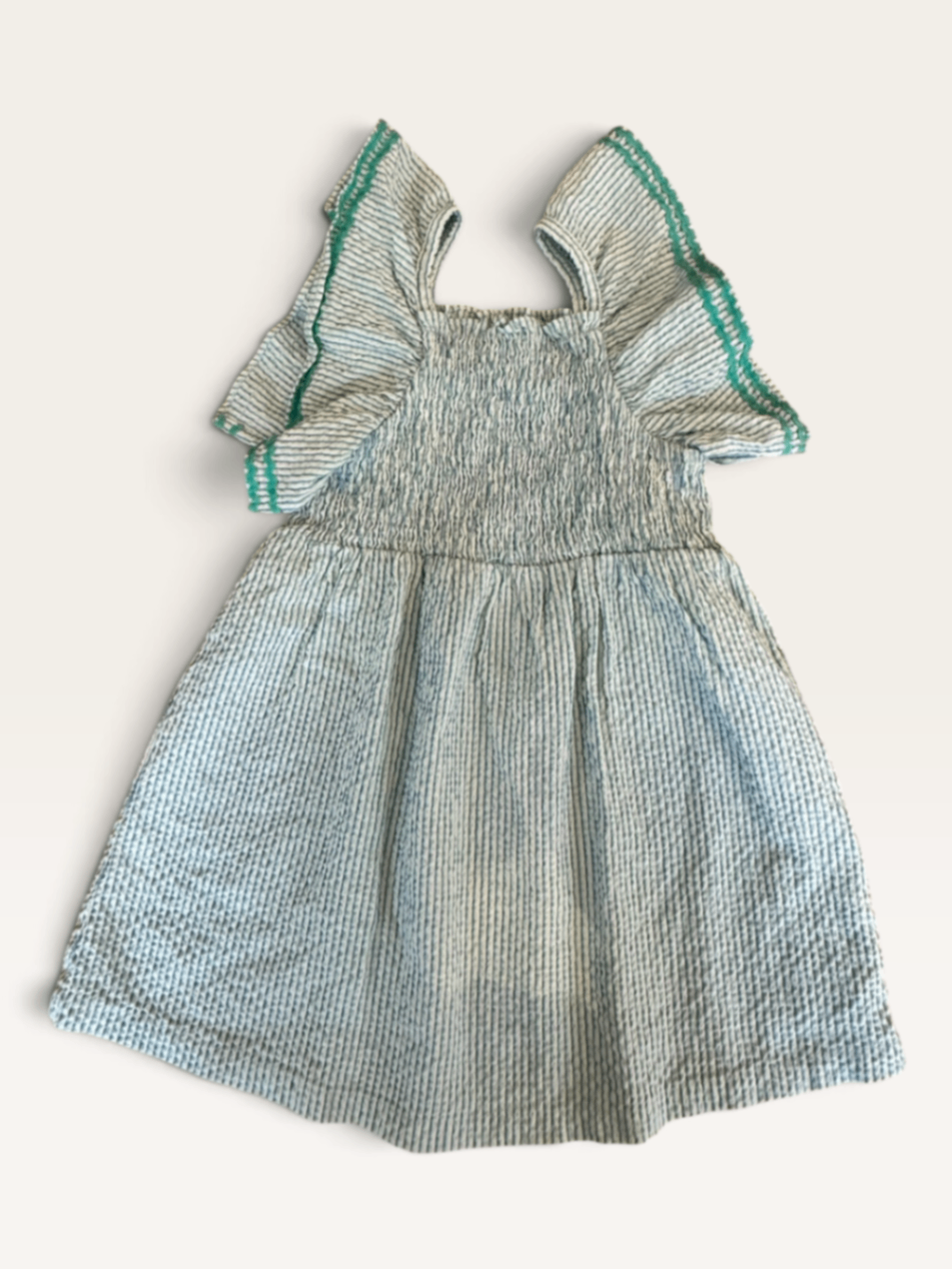Seersucker-Kleid mit Smok-Bustier & Rüschen (Gr. 110 / 5 Jahre) | Zara