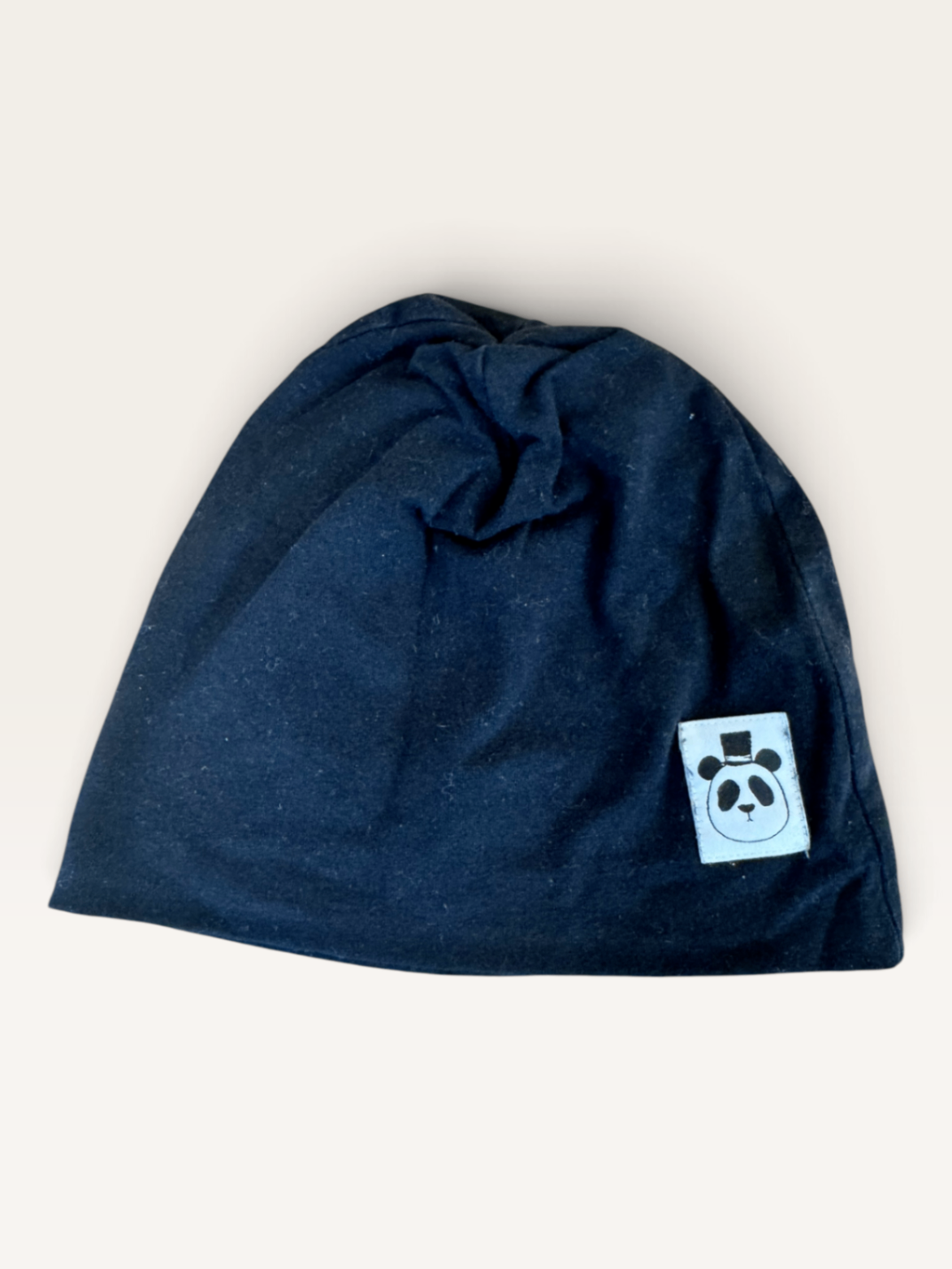 Bio-Baumwoll Beanie mit Panda-Patch (Gr. 48/50) | mini rodini