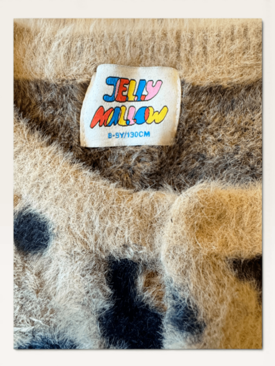Flauschiger Cardigan im Leo-Look mit Patch (Gr. 8–9 Jahre / 130 cm) | Jelly Mallow