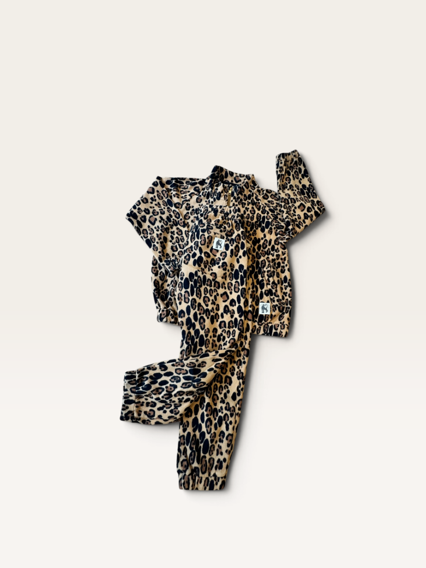 2-Teiler Fleece-Set mit Leoparden-Muster Gr.128/134 | Mini Rodini