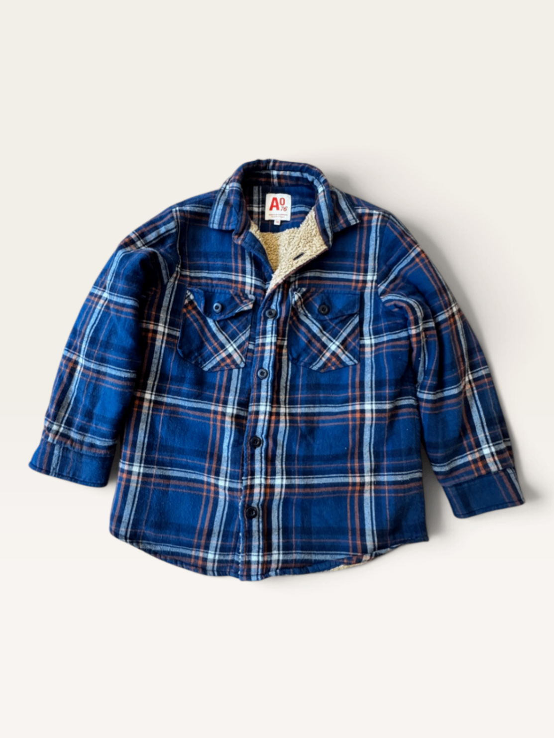 Gefüttertes Flanell-Überhemd mit Holzfäller-Karo in Blau Gr.140 | A0