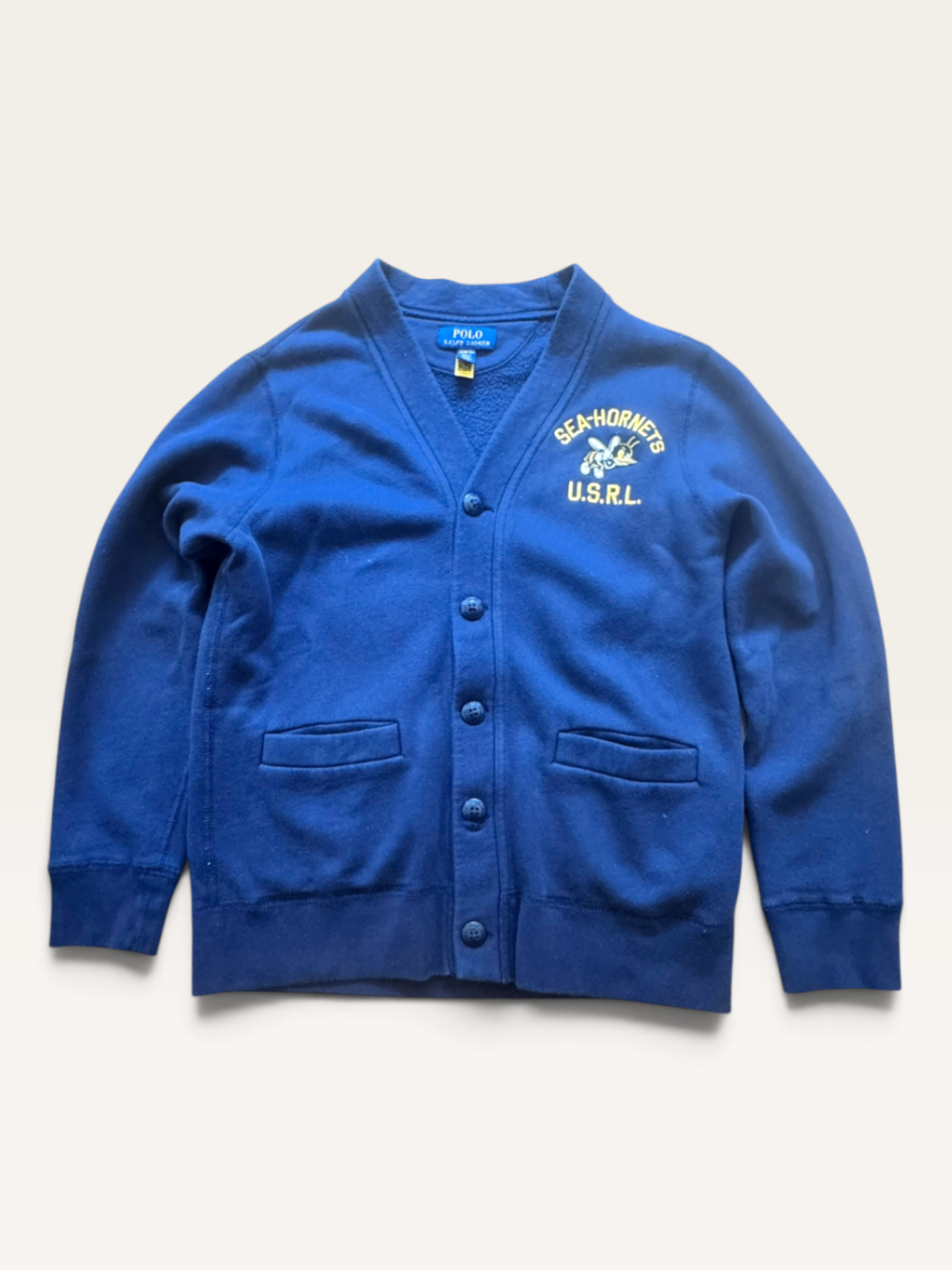 Sweat-Cardigan „Sea-Hornets“ – Sportlicher College-Vibe in dunkelblau  Gr.M (10-12) | Polo Ralph Lauren