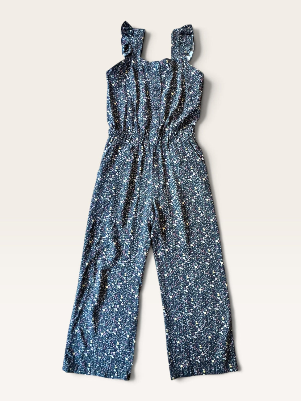Jumpsuit Dunkelblau mit Blumenmuster Gr.128 | name it
