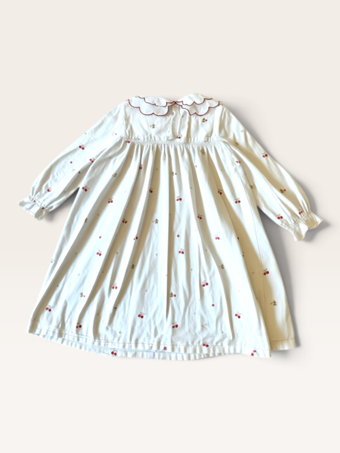 Retro-Kleid mit Kirschen-Motiv und Latzkragen Gr.128 (Label wurde entfernt) | Jacadi