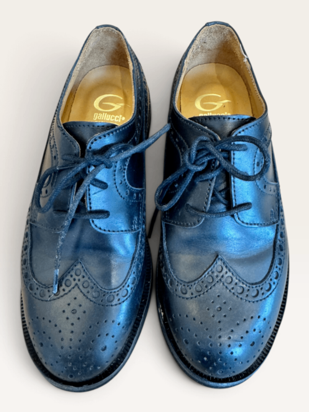 Kinder-Leder-Halbschuhe / Budapester Dunkelblau Gr.36 | Gallucci