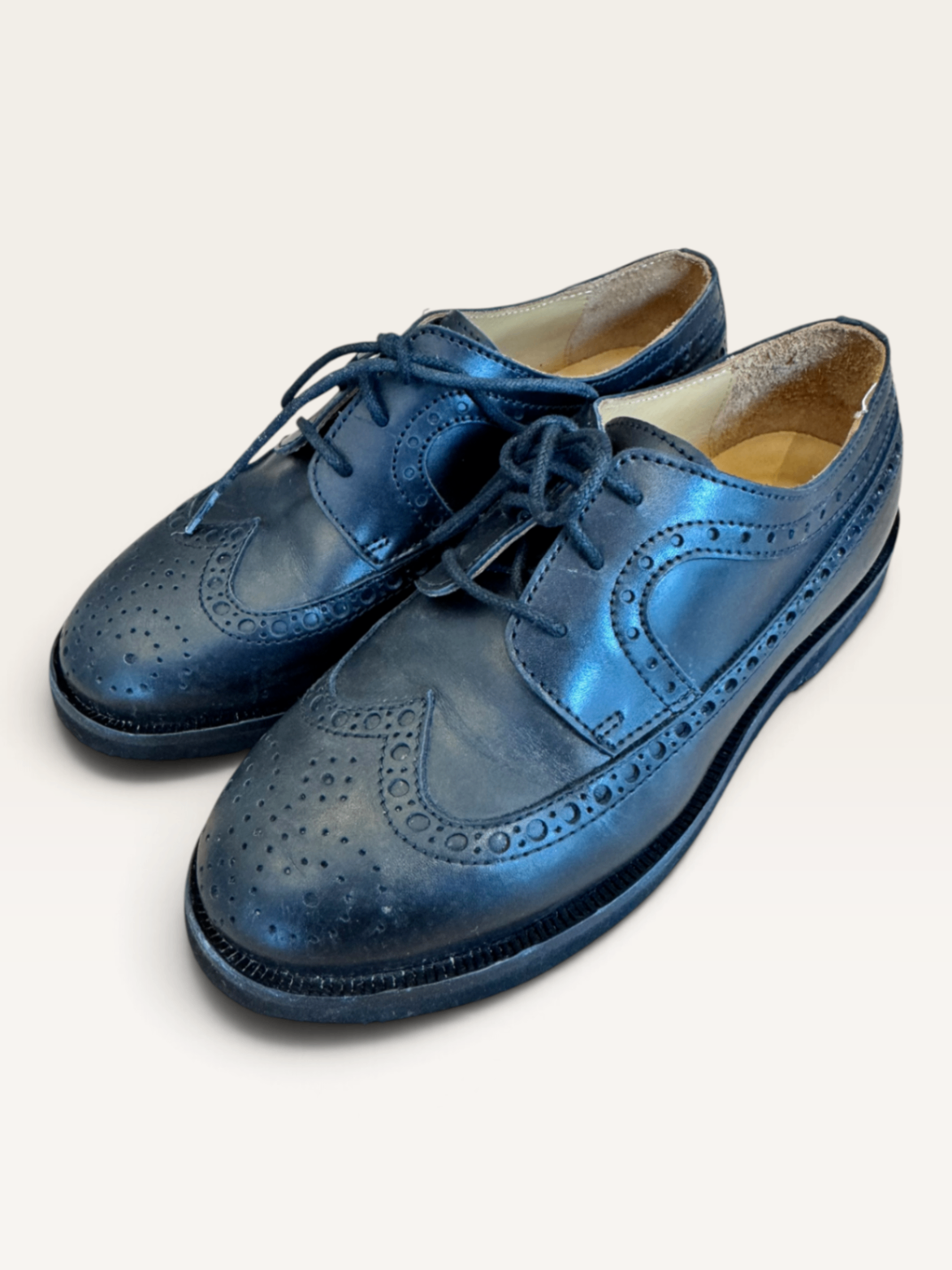 Kinder-Leder-Schnürschuhe / Budapester Dunkelblau Gr.32 | Gallucci