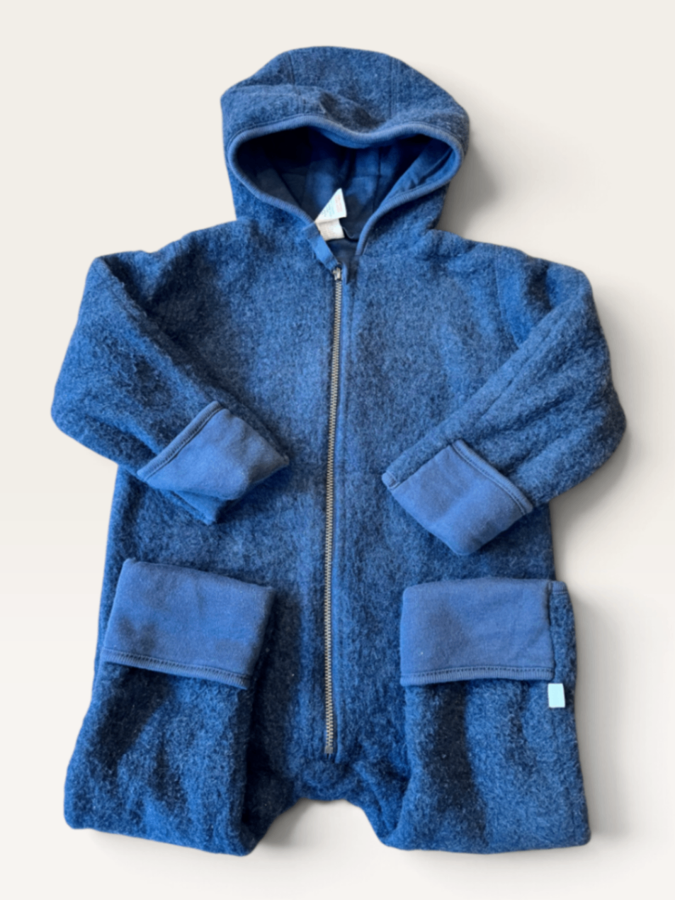 Wollwalk-Overall mit Klappbündchen (Dunkelblau / Marine) Gr.74/80 | hessnatur