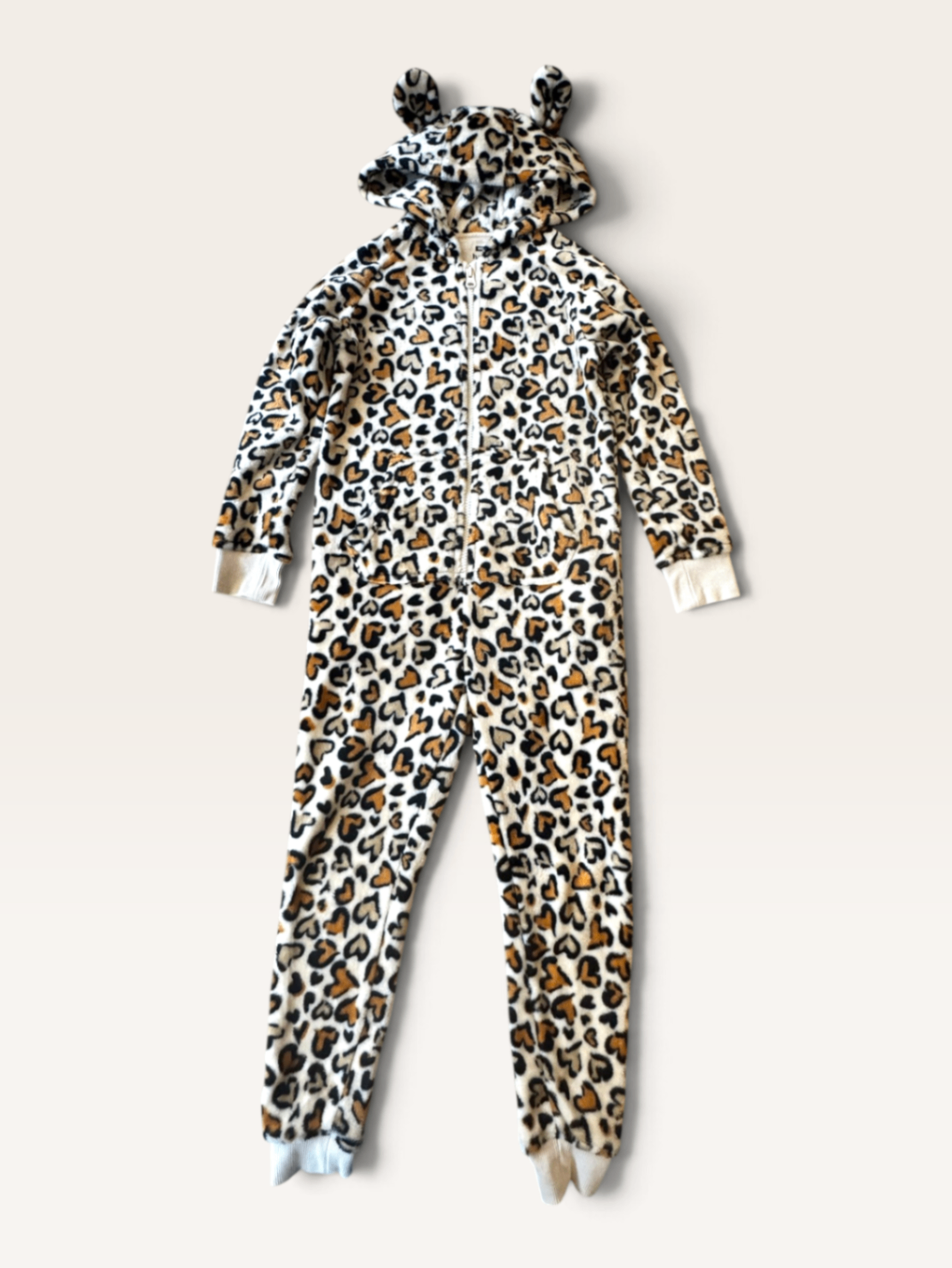 Teddy-Overall / Onesie mit Ohren & Herzen Gr.122/128 | WE