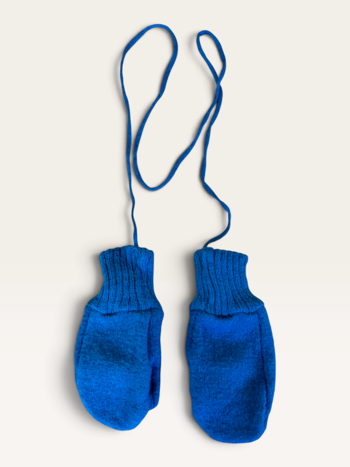 Wollwalk-Fäustlinge / Handschuhe mit Verbindungsband Petrol Gr.1-2 | Marke unbekannt