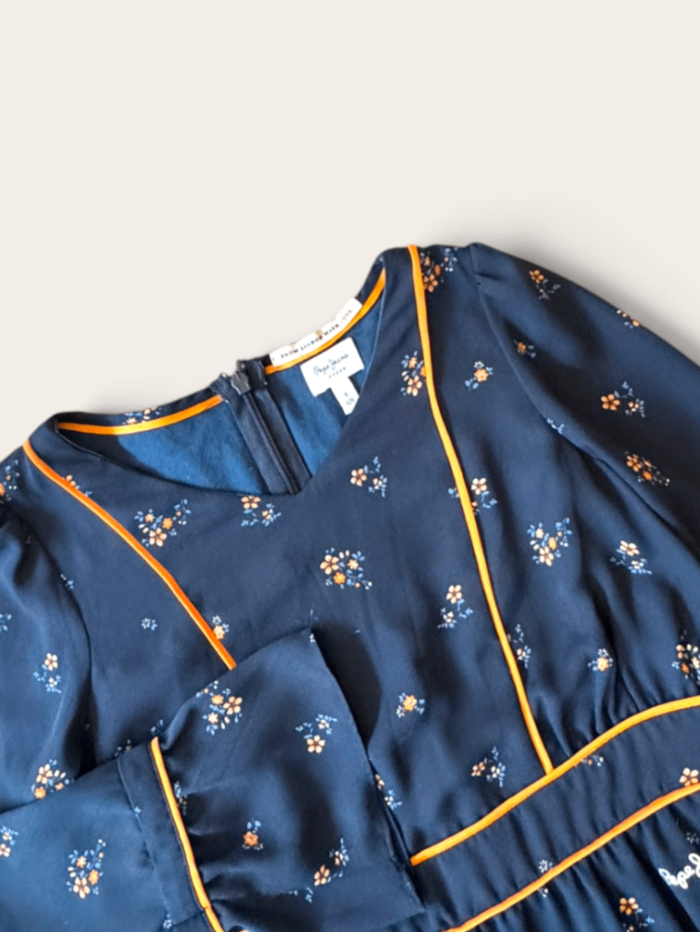 Kleid mit Blumenmuster & Paspeln Gr.8 / 128 | Pepe Jeans London