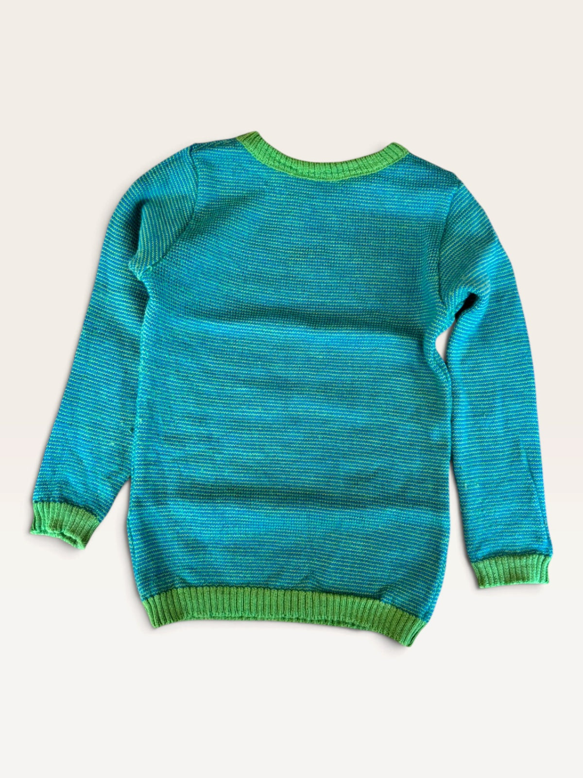 Schlupfpullover aus 100% Schurwolle Grün/Blau – Gr.74/80 | Disana
