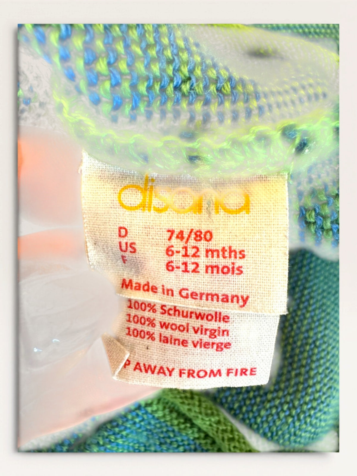 Schlupfpullover aus 100% Schurwolle Grün/Blau – Gr.74/80 | Disana