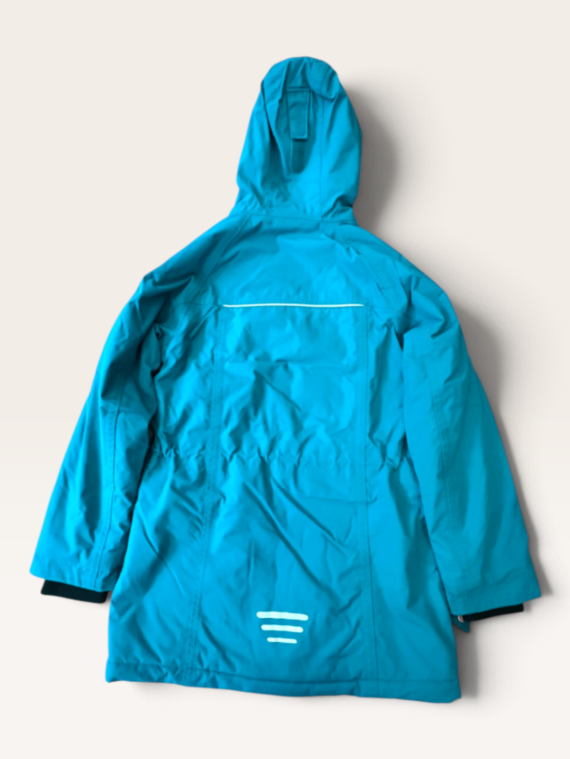 Winterparka Outdoorjacke Türkis mit Kapuze Gr.140 | Trollkids