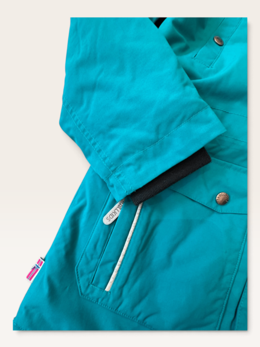 Winterparka Outdoorjacke Türkis mit Kapuze Gr.140 | Trollkids