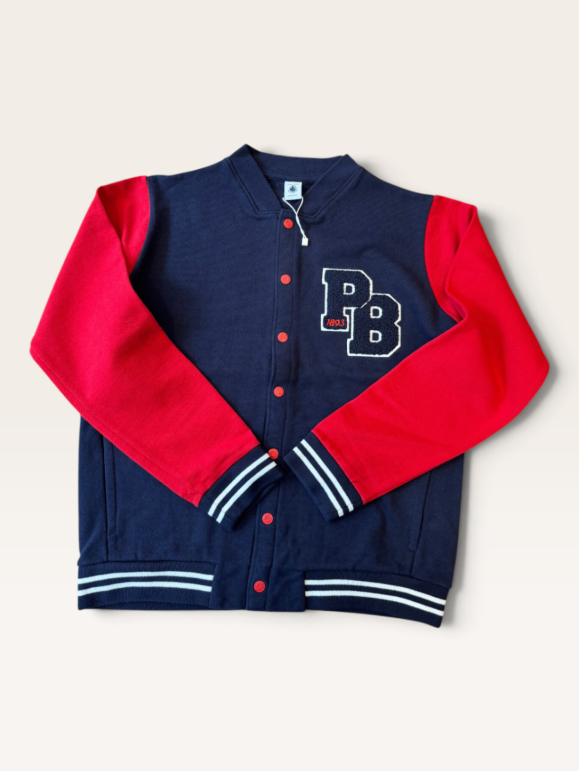 Kinder Collegejacke / Sweatjacke Dunkelblau-Rot Dunkelblau, Rot Gr.152 | PB