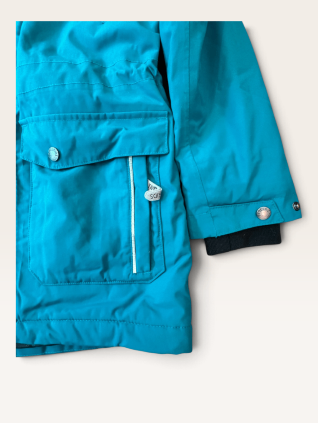 Winterparka Outdoorjacke Türkis mit Kapuze Gr.140 | Trollkids