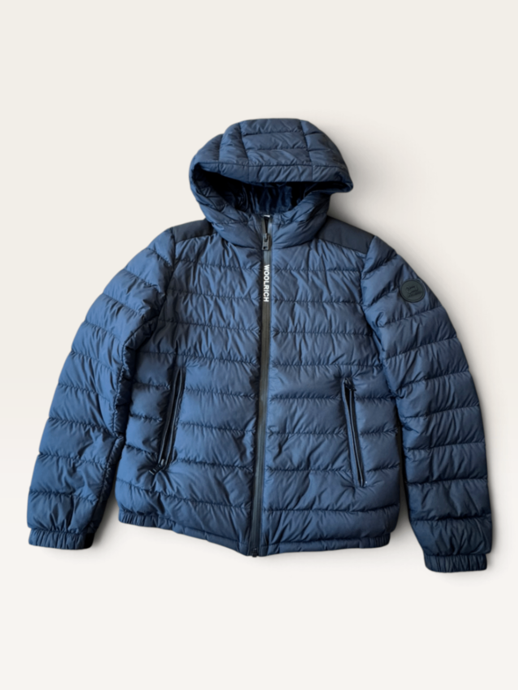 Steppjacke Leichtdaunenjacke Dunkelblau mit Kapuze Gr.10 | Woolrich