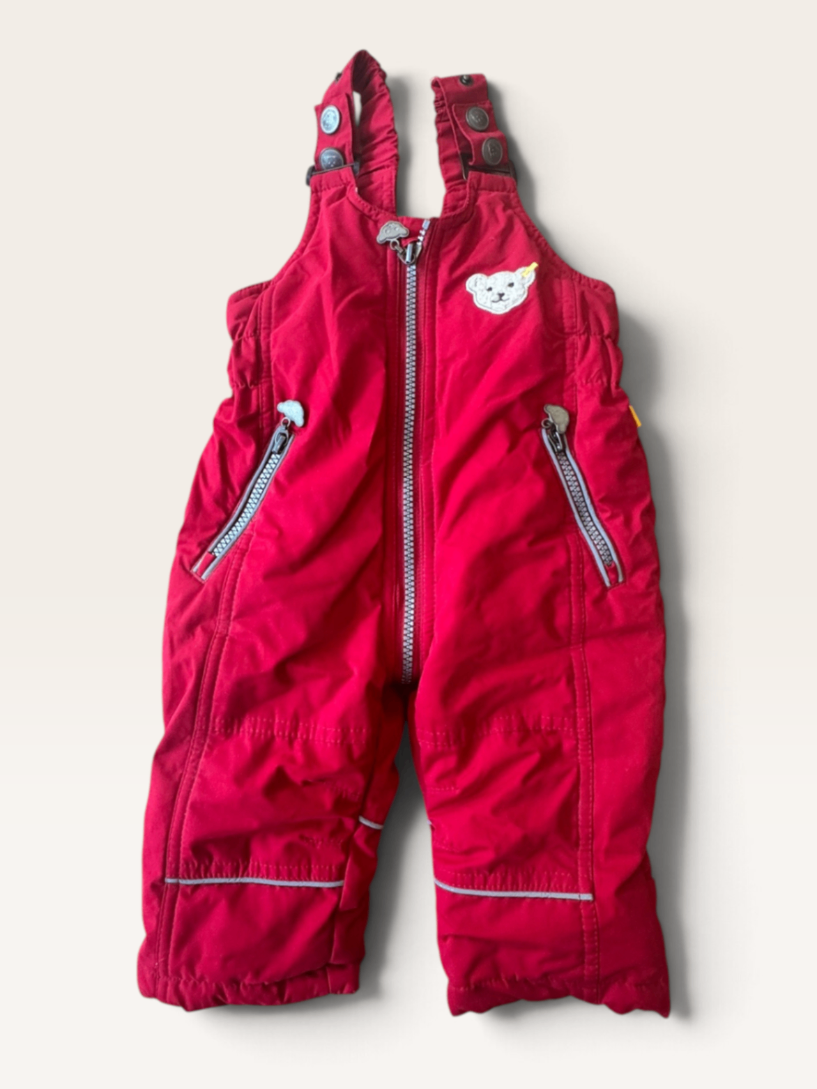 Latz-Schneehose in Rot mit Teddy-Details Rot Gr.74/9M | Steiff