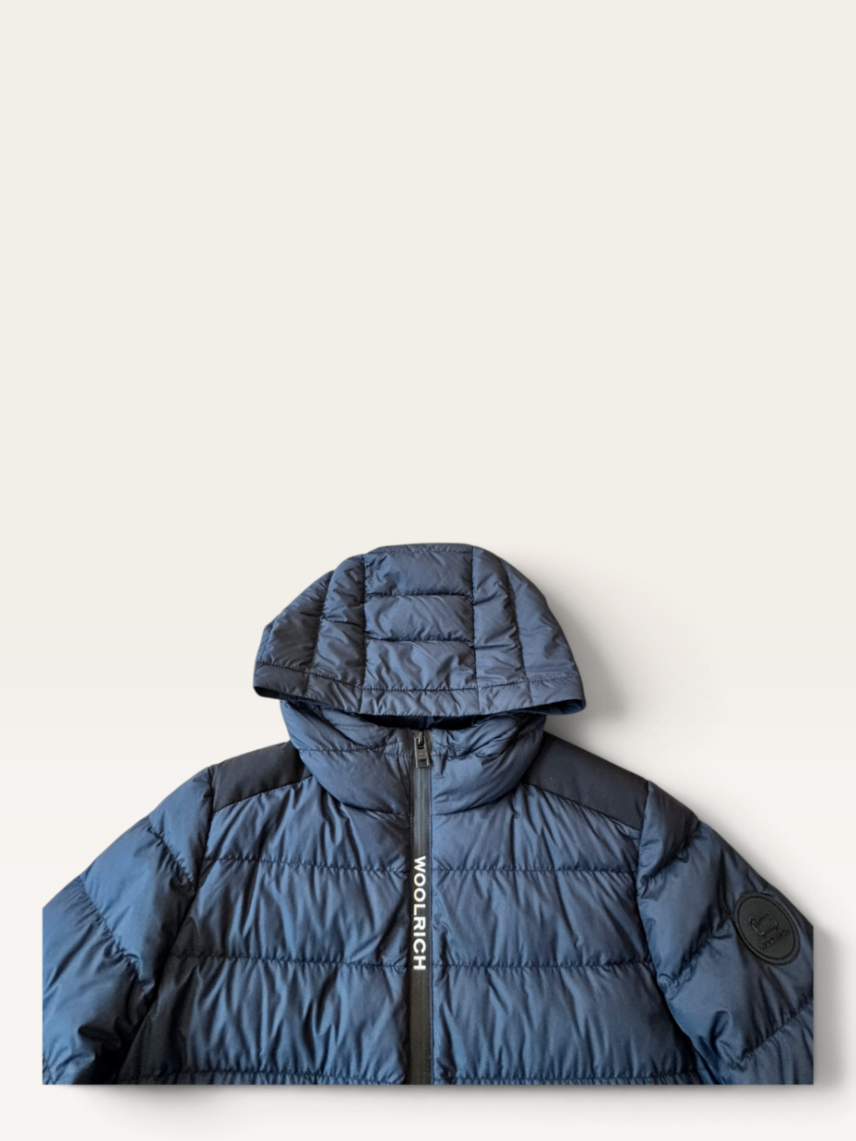Steppjacke Leichtdaunenjacke Dunkelblau mit Kapuze Gr.10 | Woolrich