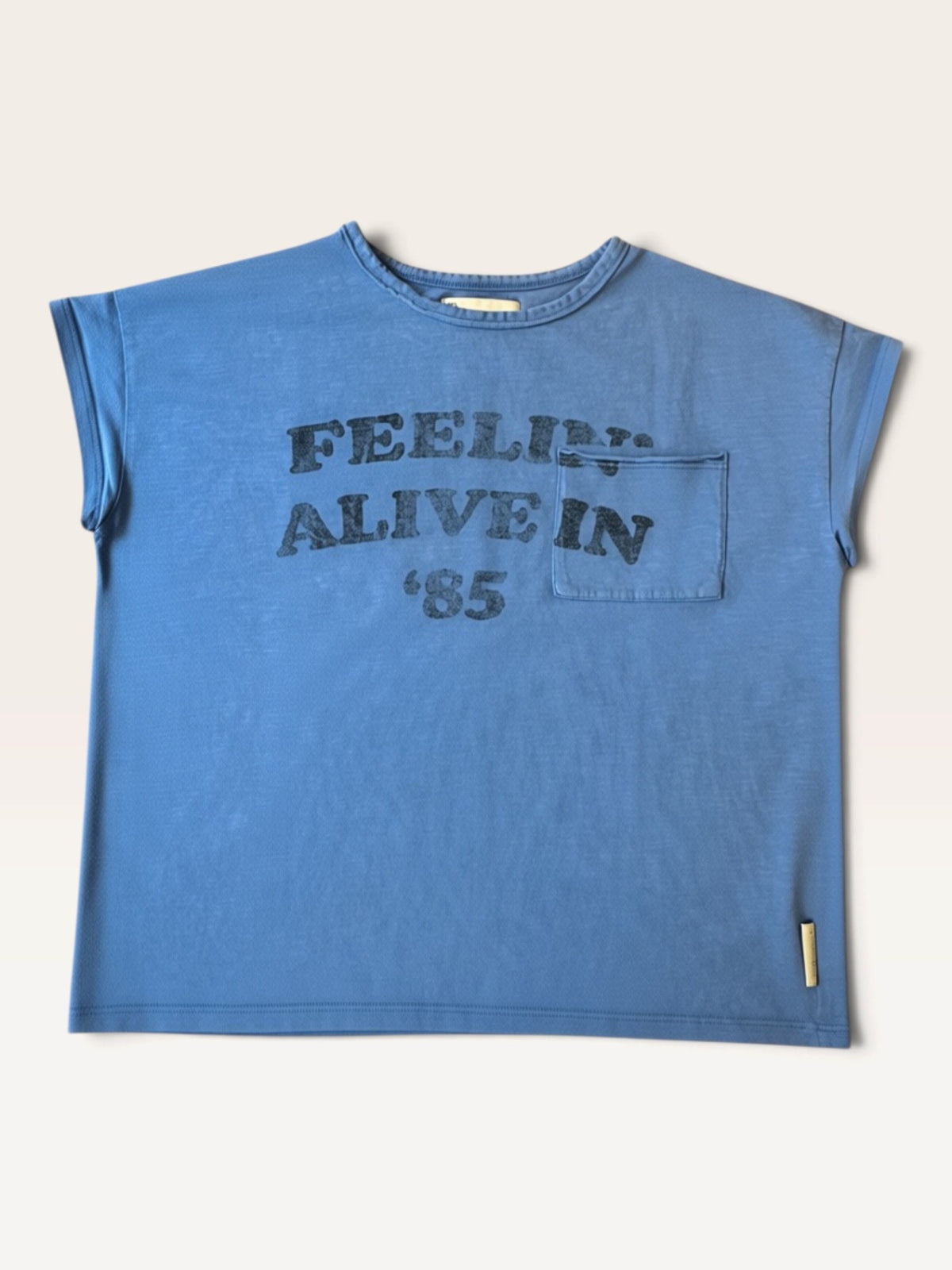 Kinder T-Shirt Blau mit Retro-Print – Gr. 8Y (128) | piupiuchick