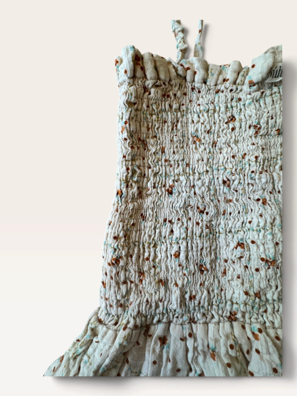 Boho-Jumpsuit Naturweiß mit floralem Print & Smok-Details Gr.128 | Buho