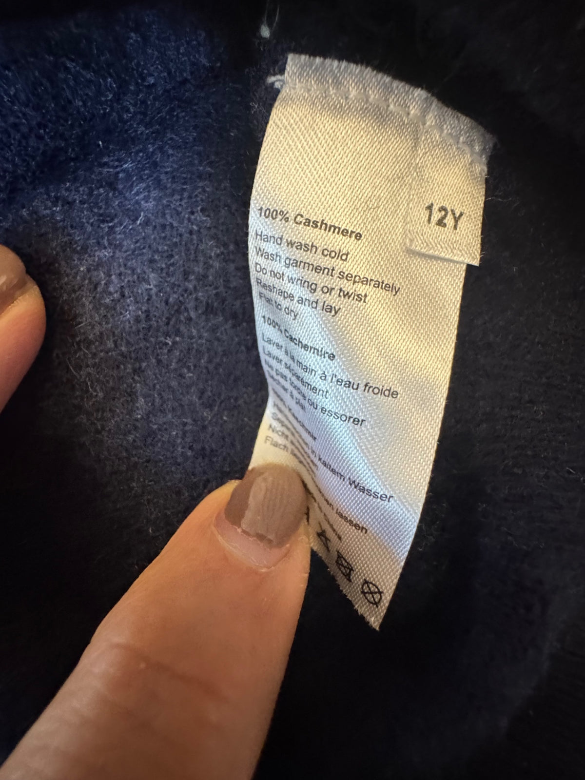 100% Kaschmir Troyer / Stehkragenpullover in Dunkelblau Gr.140 | NOOLUR