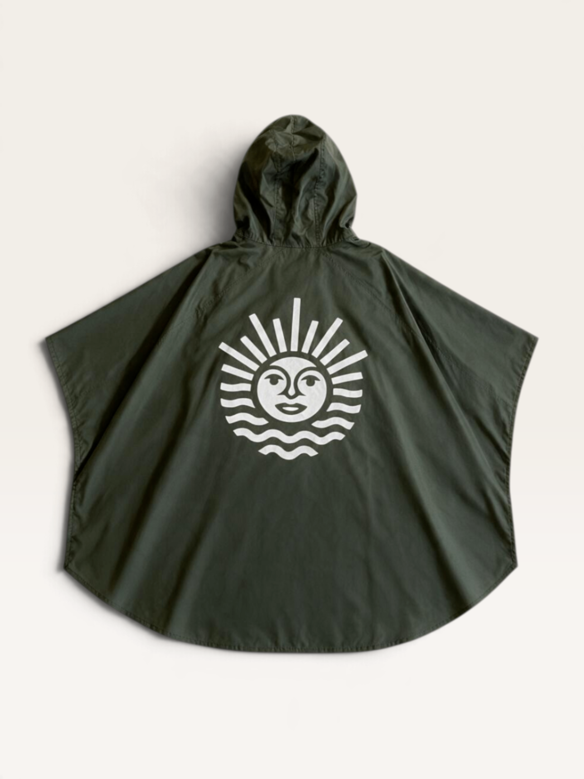 Regenponcho Olivgrün mit Sonnen-Motiv Gr.8/9YRS | MAIUM