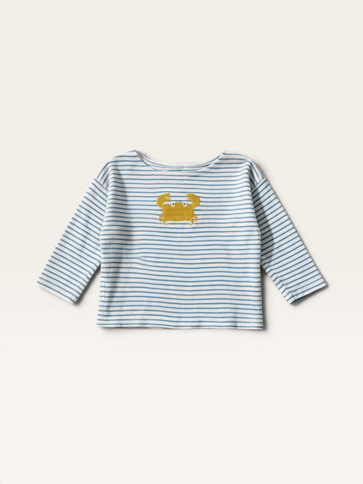 Langarmshirt gestreift mit Krabben-Stickerei Gr.104 | Petit Bateau