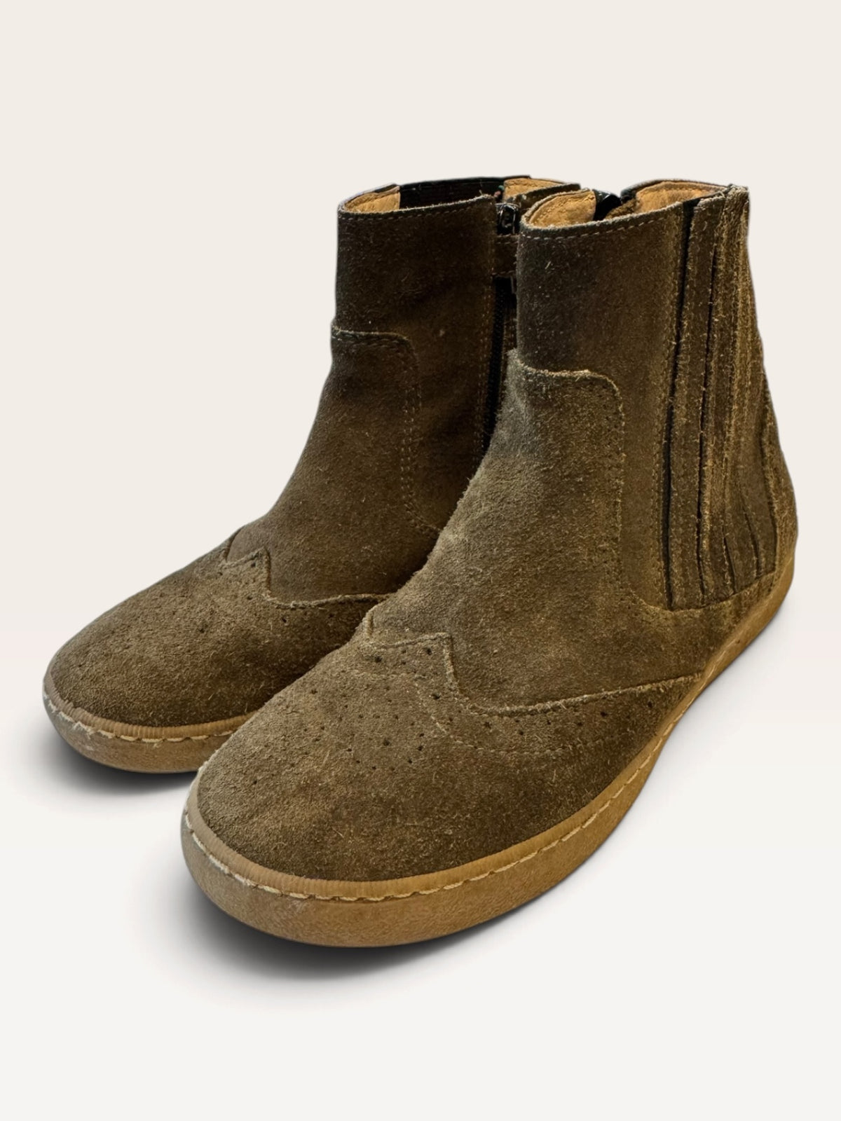 Kinder Wildleder Boots / Stiefeletten in Braun / Khaki – Gr. 33 | mio comme