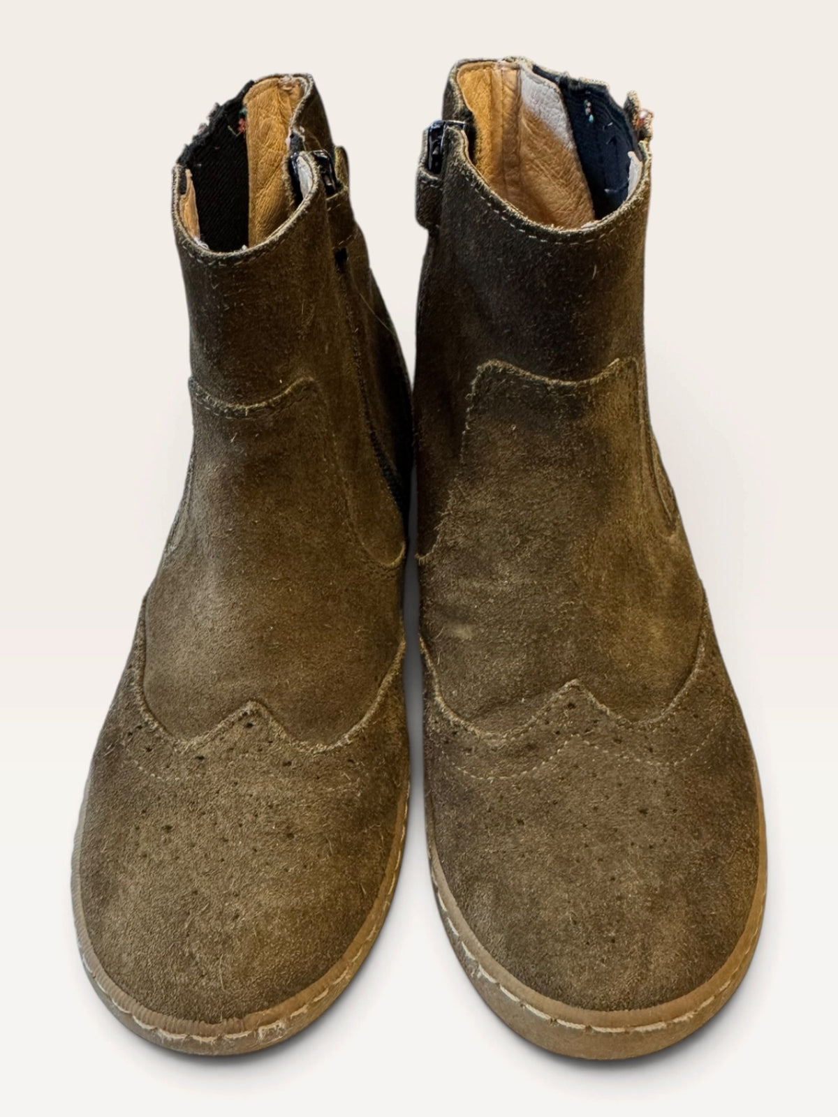 Kinder Wildleder Boots / Stiefeletten in Braun / Khaki – Gr. 33 | mio comme