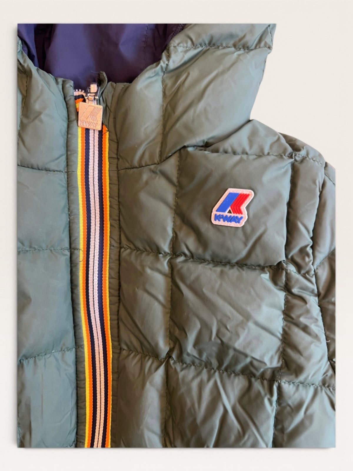 Steppjacke Dunkelblau und Grün Gr.128 | K-Way
