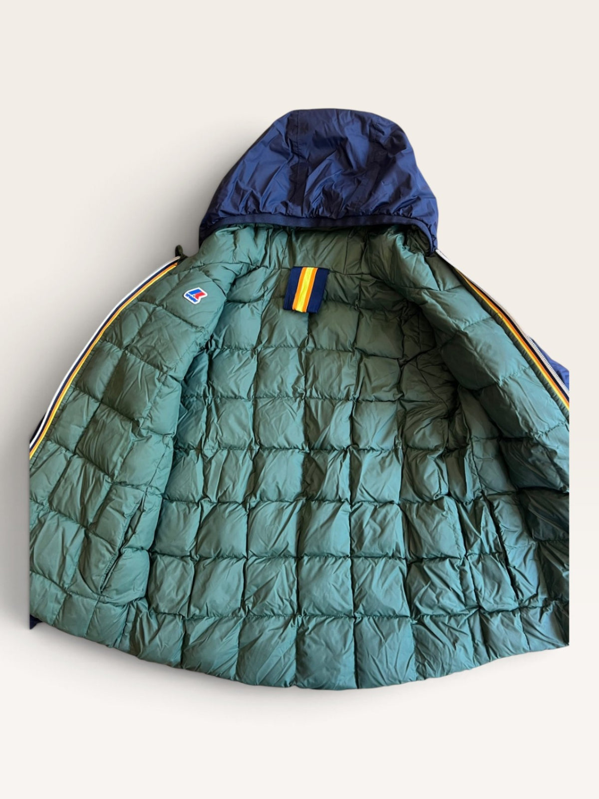 Steppjacke Dunkelblau und Grün Gr.128 | K-Way