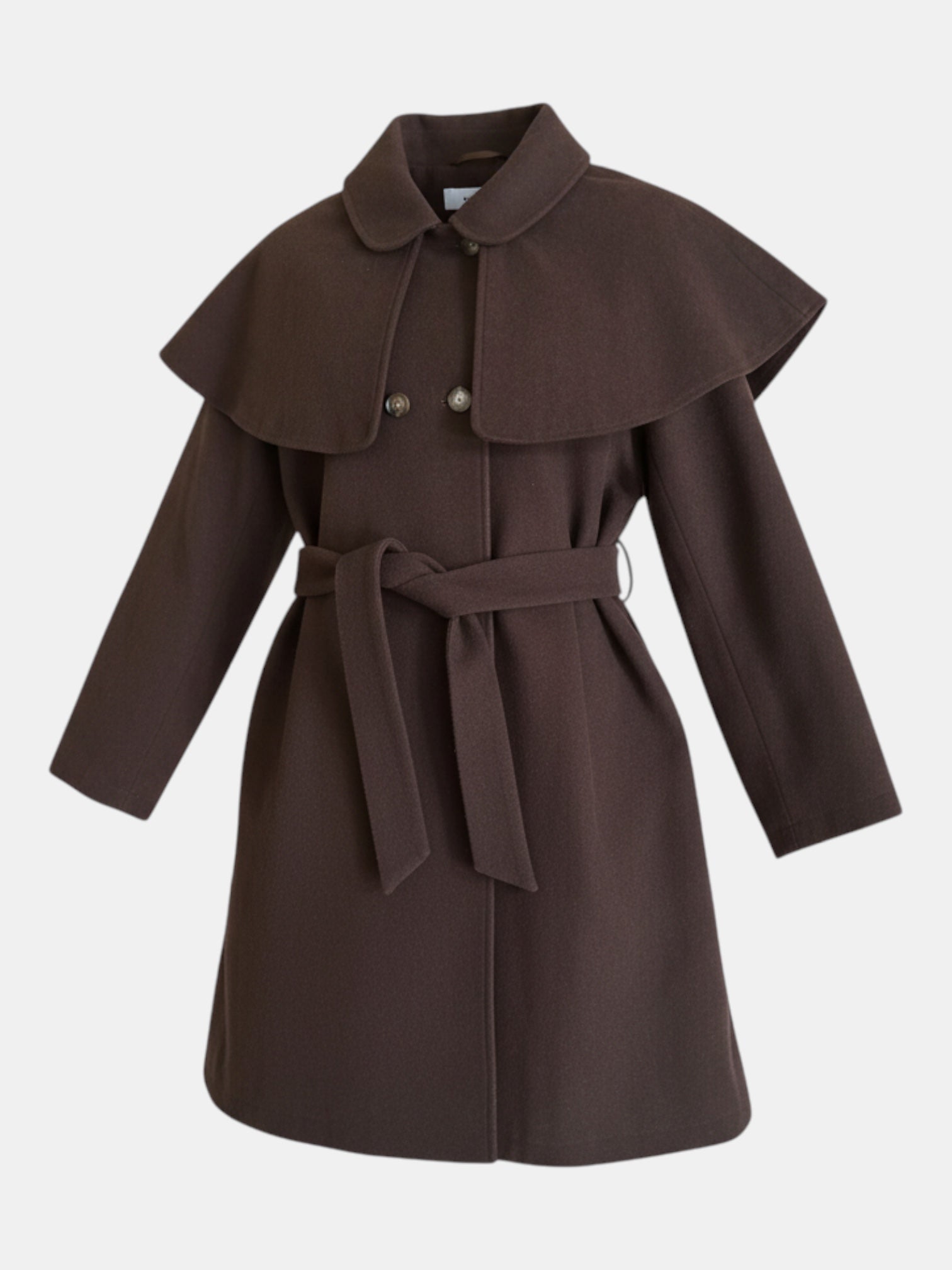 Jungs & Deerns brown wool blend double-breasted cape coat with belt for girls size 152